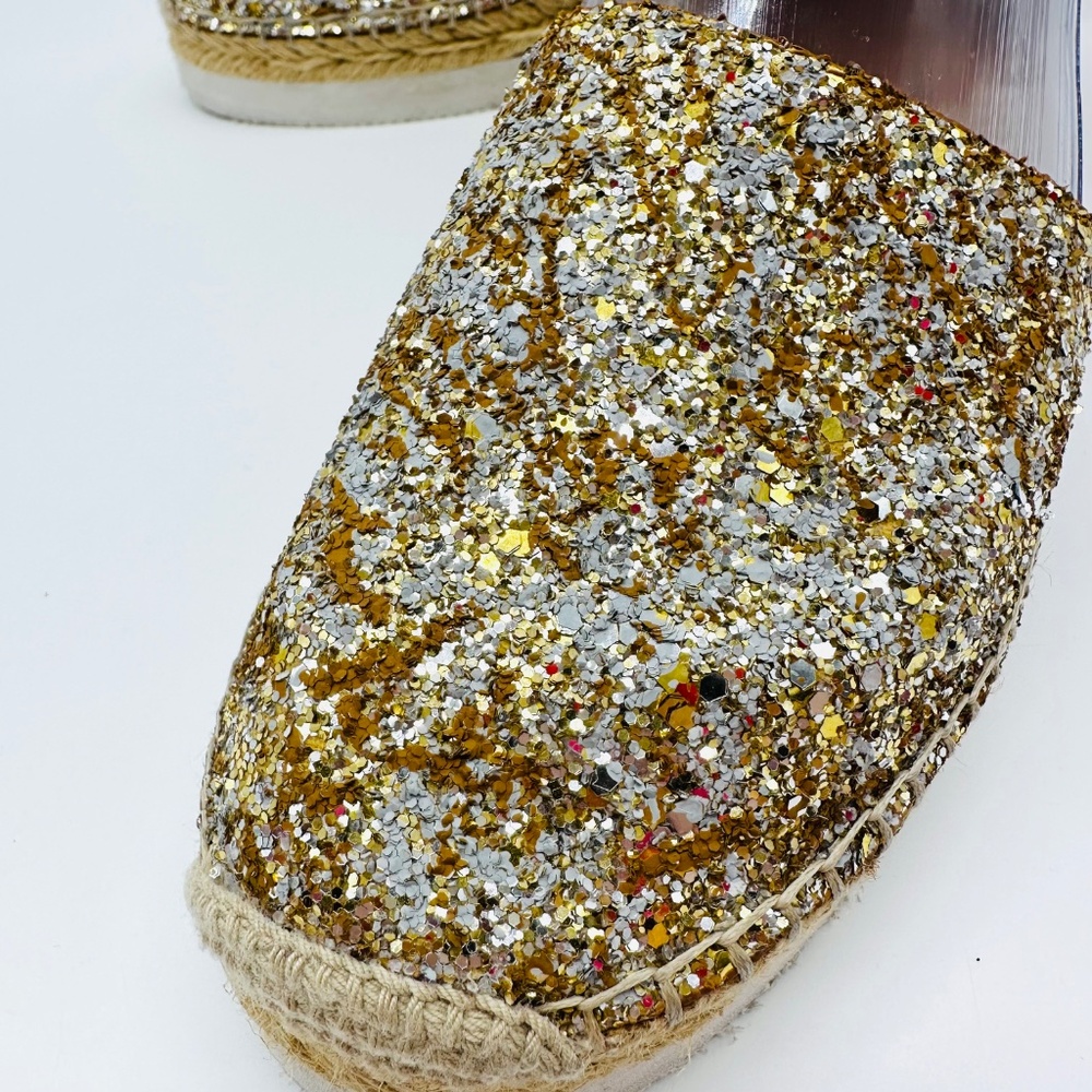 See by Chloe Glyn Gold Glitter Espadrille Wedge Sandal Size EU 37 - Picture 14 of 16